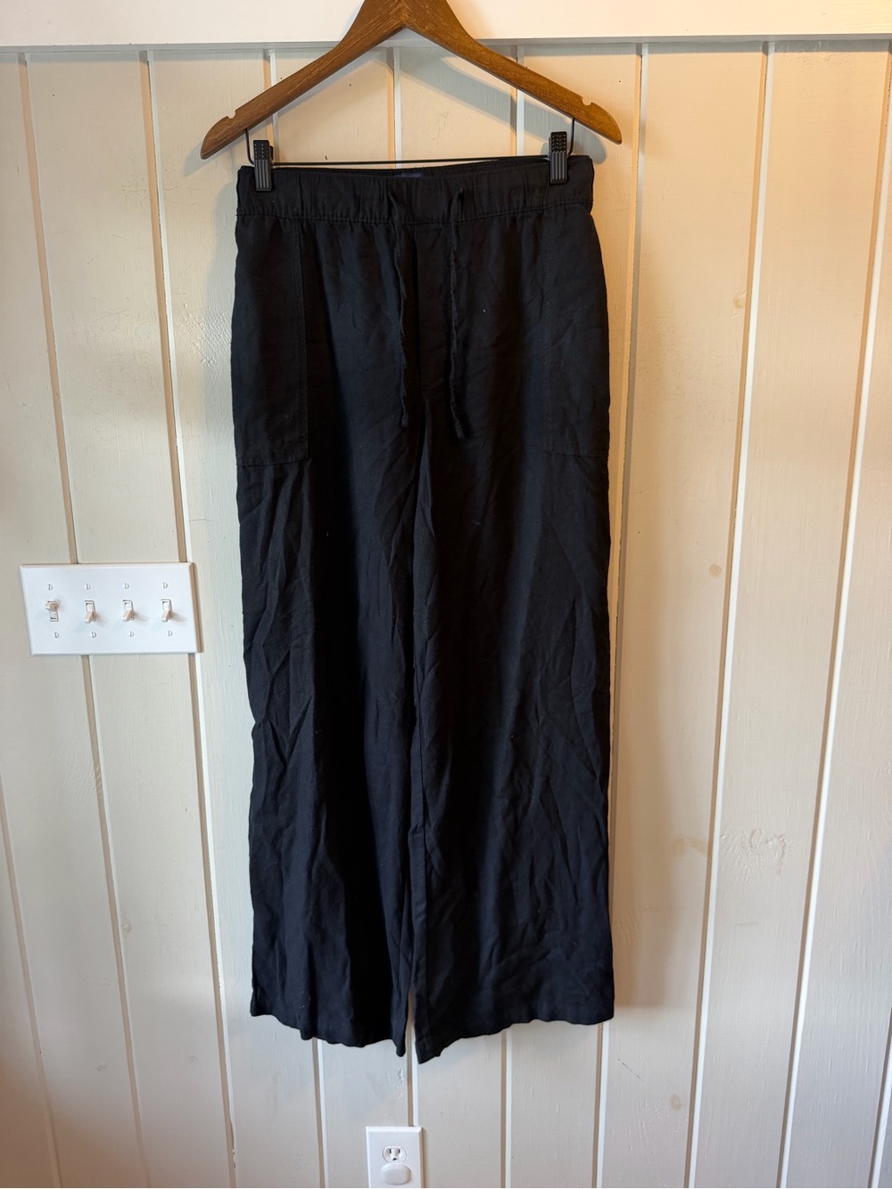 GAP Black Wide-Leg Elastic Tie Waistband Pants, Size XL, NWOT